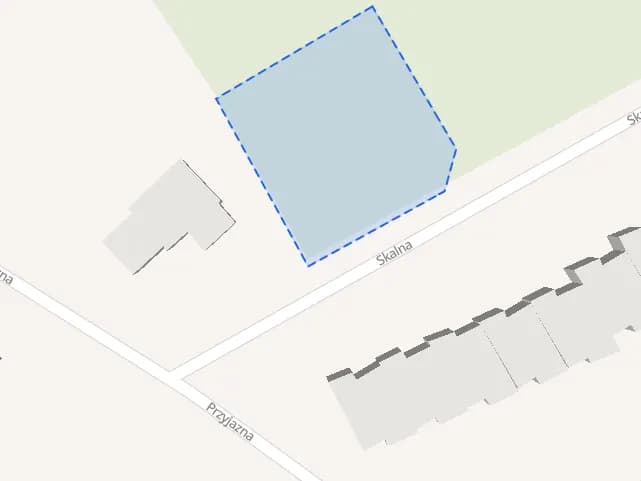 Działka z granicami ewidencyjnymi na mapie