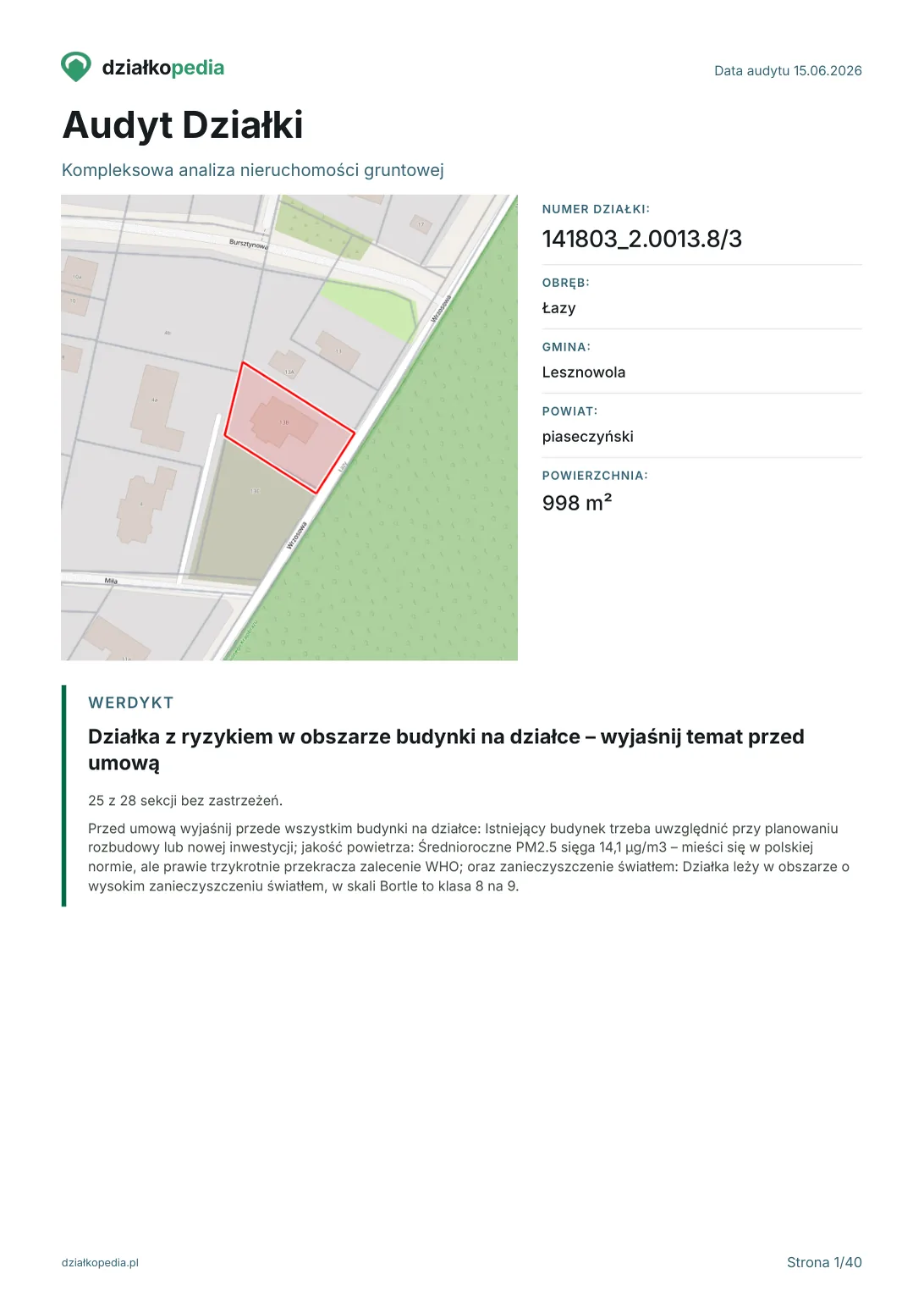 Przykładowy Audyt Działki - strona 1 z 40