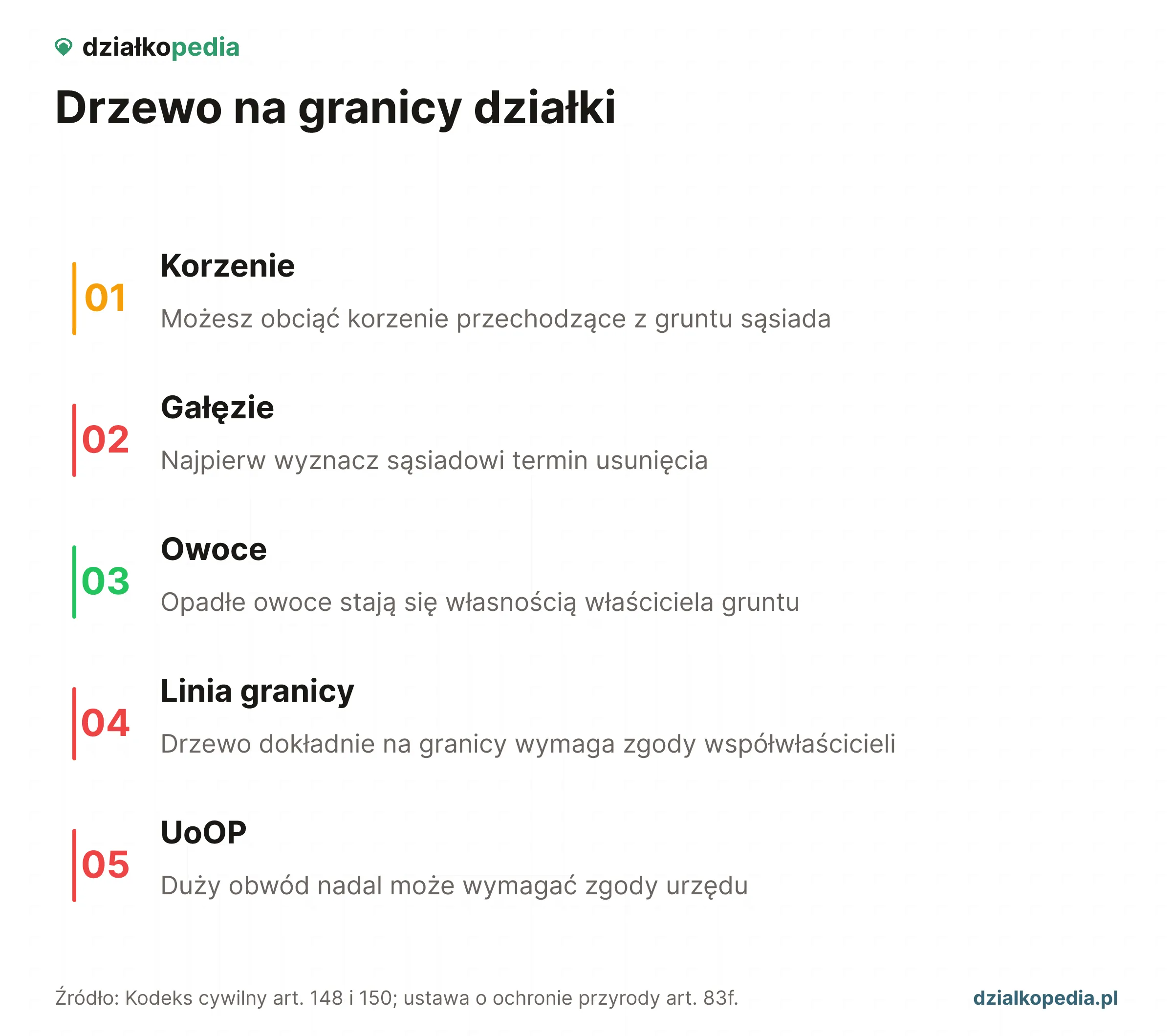 Pięć zasad: korzenie, gałęzie, owoce, drzewo na granicy i zgoda z UoOP.